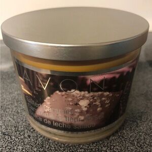 Avon Caramel Delight Candle with Silver Lid
